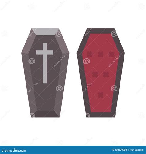 Vampire Coffin Flat Icon Halloween Illustration Of Coffin Stock Vector