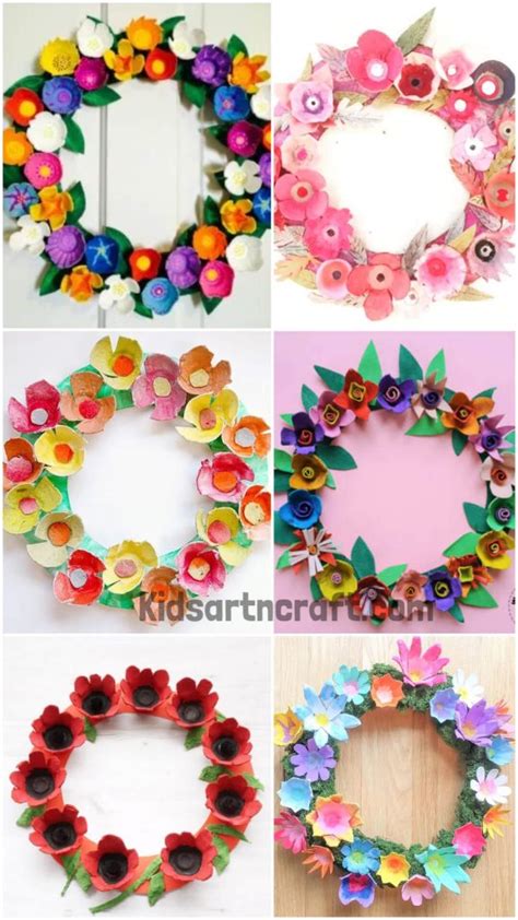 Easy Egg Carton Flower Wreath Crafts For Kids Kids Art And Craft