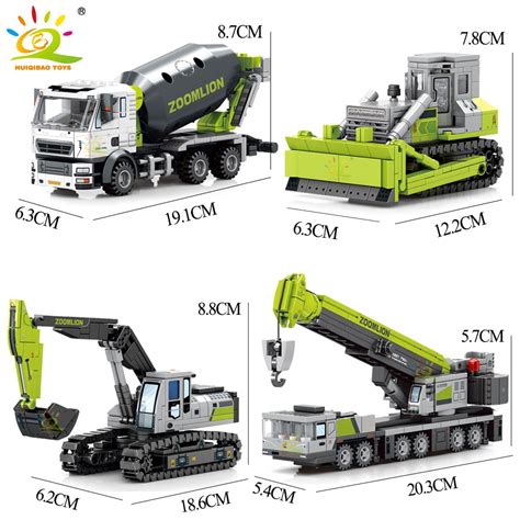 Huiqibao Hqb Toys Engineering Truck Building Blocks Crane Bulldozer