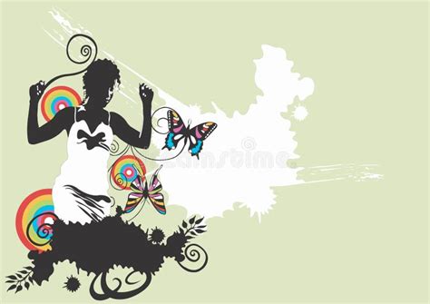 Mujer Y Mariposas Ilustración Del Vector Ilustración De Vector 1344117
