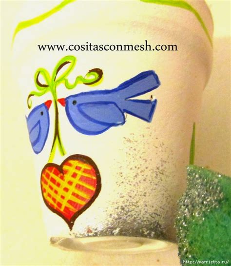 Роспись глиняного цветочного горшочка