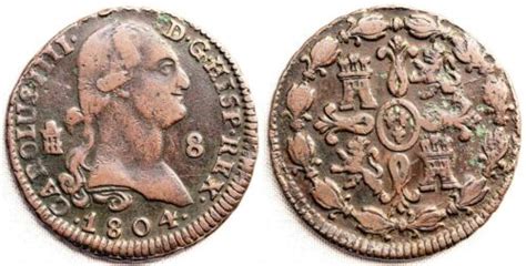 España Carlos IV 8 maravedis 1804 Segovia MBC VF Cobre 11 2 g