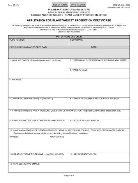 Usda Pvpo Application For Plant Variety Protection Certificate United