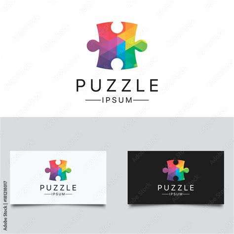 Puzzle Logo. Colorful Low Poly Puzzle Logo Design Stock Vector | Adobe ...