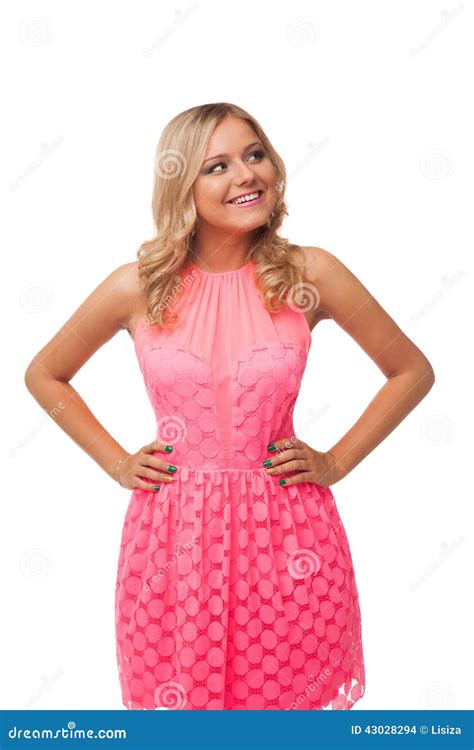 Beautiful Blonde Woman Wearing Pink Dress Stock Photo Image Of Dress Attractive