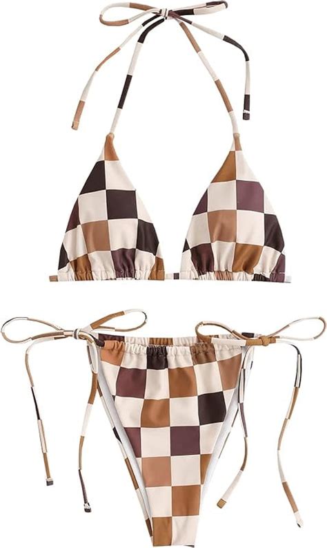 Womens Triangle Bikini Sets High Cut Tie Side 2 Piece Bathing Suits