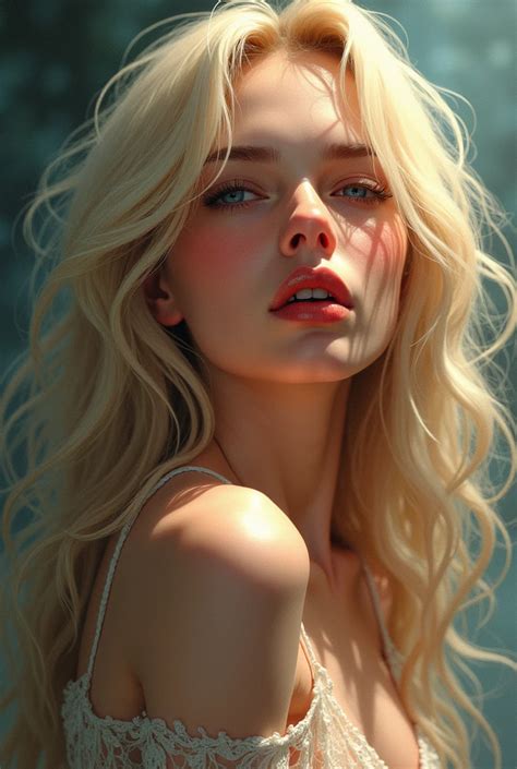 One Girl Long Hair Chest Blonde Ahegao Abstract SeaArt AI
