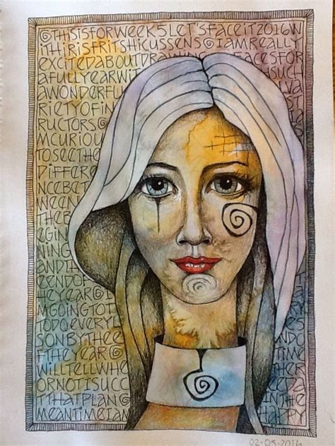 Deb Weiers Girl With Patterns Mixed Media Faces Mixed Media Art