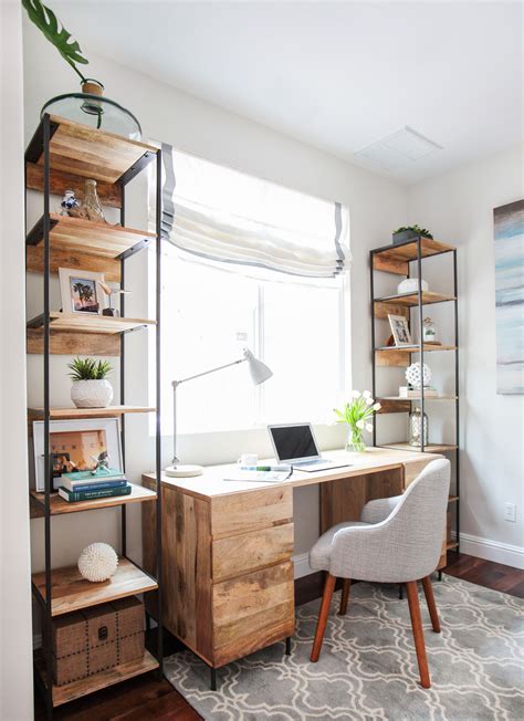 Beachy Office Bright West Elm Beach Wood Desk And Shelves Coastal