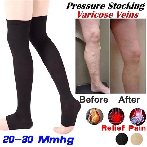 pair  compression socks open toe knee high stockings  men women circulation aid pain