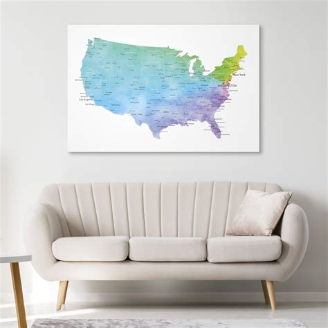 Blue USA Map Canvas Wall Art | TexelPrintArt | Wall art canvas prints, Map wall art, Canvas wall art