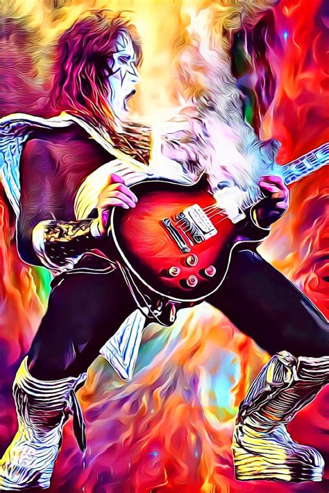 Kiss Rock Band Ace Frehley Art Makin Love By James West Digital Art By