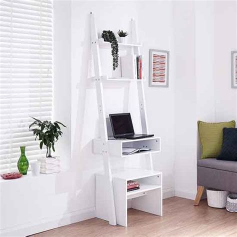 Lizard Wooden Ladder Computer Desk In White | FiF