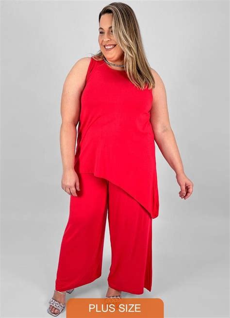 Miss Masy Plus Conjunto Plus Size Malu Vermelho Cereja Plus Size