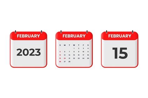 February 2023 calendar design. 15th February 2023 calendar icon for ...