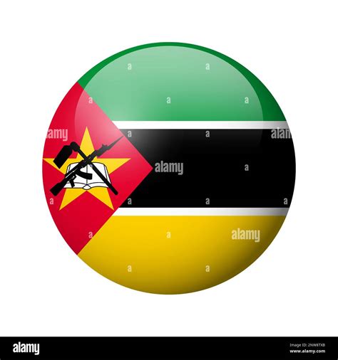 Mozambique Flag Glossy Circle Badge Vector Icon Stock Vector Image