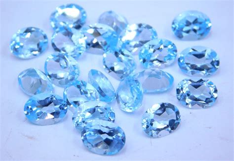 Natural Sky Blue Topaz Oval Cut Lot Loose Gemstone X Mm For Jewelry C