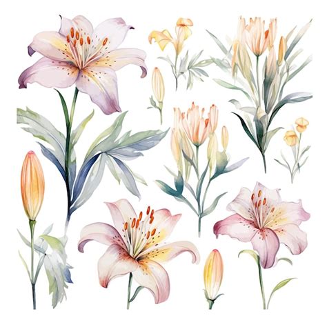 Premium Vector Boho Lily Watercolors Floral Design Collection On