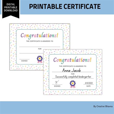 Printable Certificate Congratulations Certificate of - Etsy