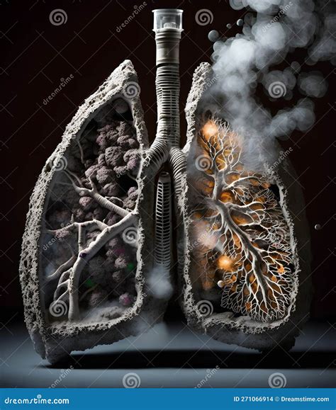 Cigarettes Ash In Lung No Smoking Concept Vector Illustration