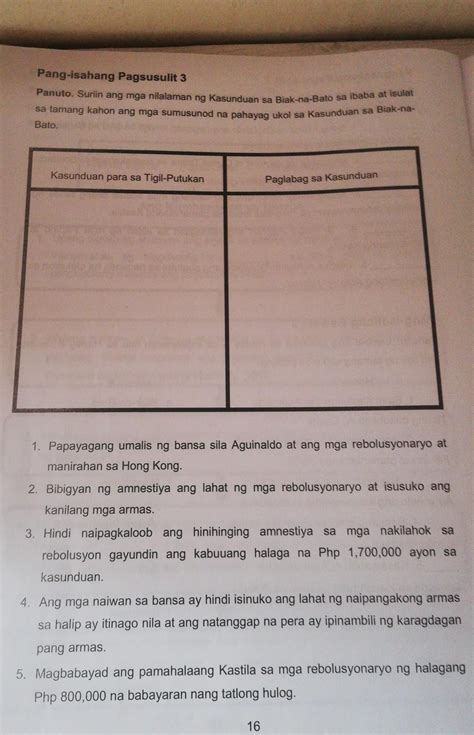 Pang Isahang Pagsusullt 3 Panuto Suriin Ang Mga Nilalaman Ng Kasunduan