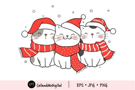 Christmas Cat Clipart Graphic By Catandme · Creative Fabrica