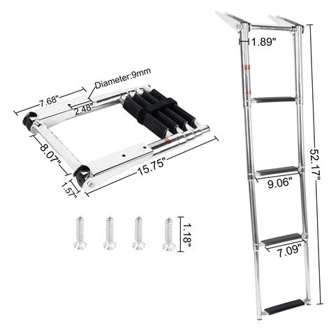 900 Lbs Dasmarine 4 Step Ladder 316 Stainless Steel Telescoping Ladder