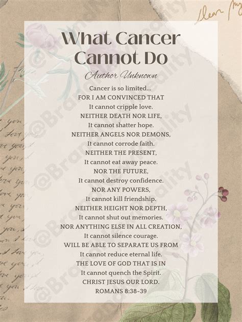 What Cancer Cannot Do Inspiring Poem & Verse 8.5x11 Printable Art Gift - Etsy