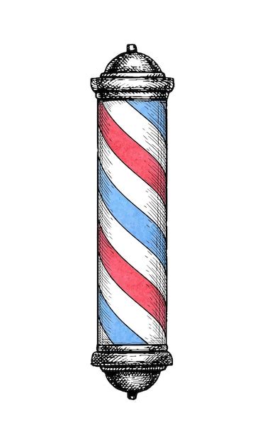 Premium Vector Barbershop Pole Hand Drawn Ink Sketch