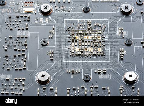 Electronic Pcb Printed Circuit Board In Macro Close Up With Transistors