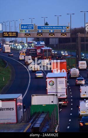 Traffic Jam On The A1 M Motorway Bramham Crossroads Leeds United