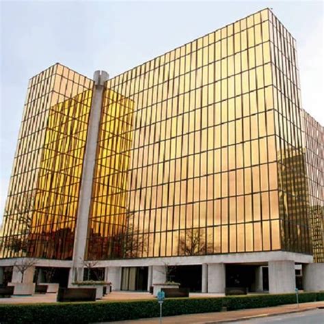 Golden Reflective Insulated Glass Curtain Wall Golden Reflective