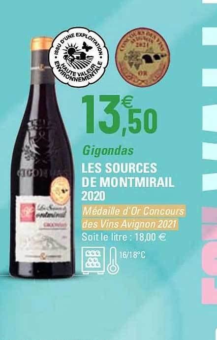 Promo Gigondas Les Sources De Montmirail 2020 Chez G20