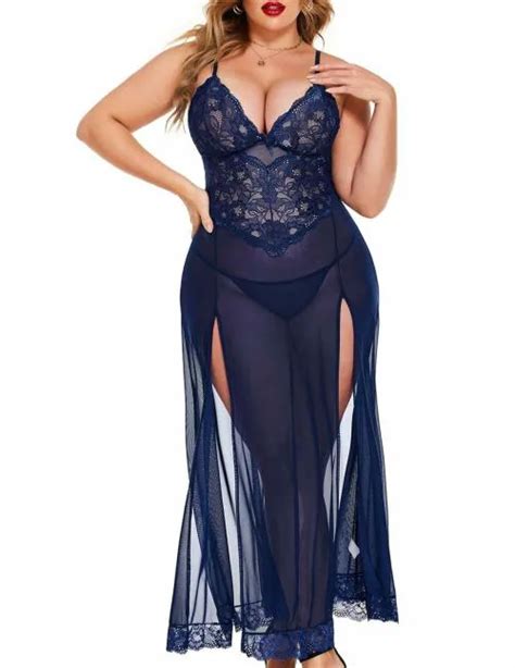 Buy Xivir Women S Lace Floral Maxi Babydoll Lingerie Set L Baby Doll L