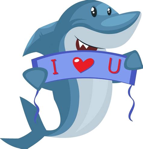 Shark with love sign, illustration, vector on white background ...