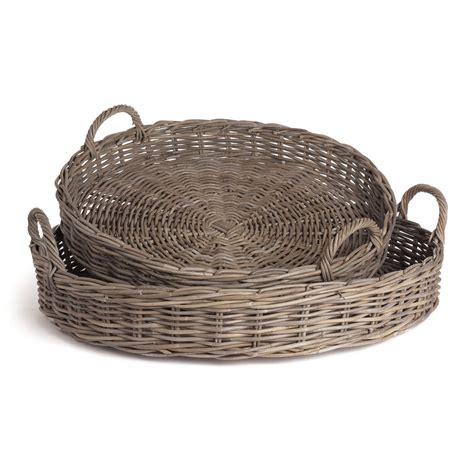 Normandy Extra Large Low Round Baskets, Set of 2