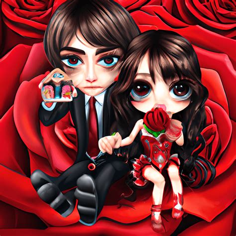 Cute Chibi Couple in Elegant Pose · Creative Fabrica