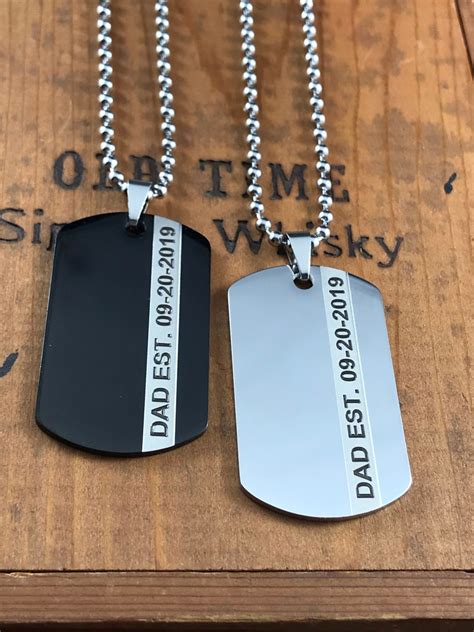 Military Style Engraved Dog Tag Custom Personalized Men's Necklace Christmas Gift Boyfriend ...