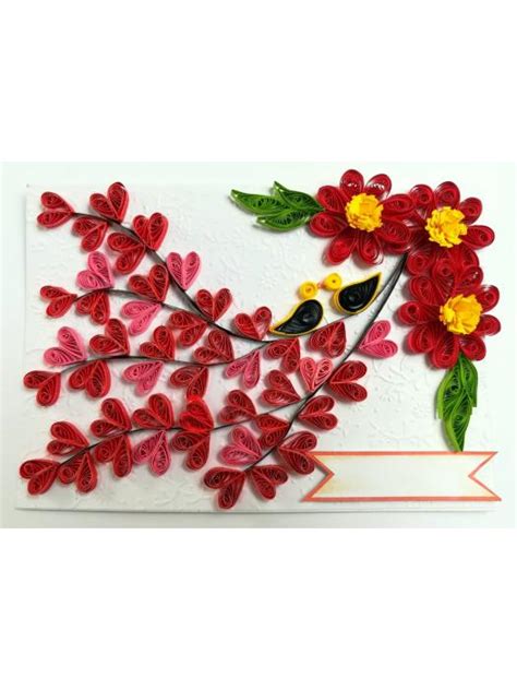 Buy Quilled Love Tree With Birds Greeting Card