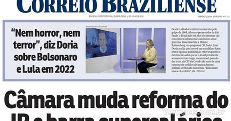 Capa Correio Braziliense Edi O Quarta De Julho De