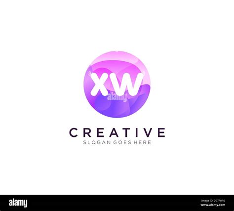 XW Initial Logo With Colorful Circle Template Stock Vector Image Art