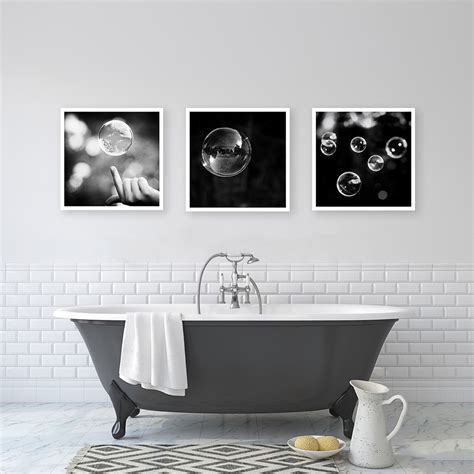 Black And White Bathroom Set Abstract Bubble Photos 3 Prints Three