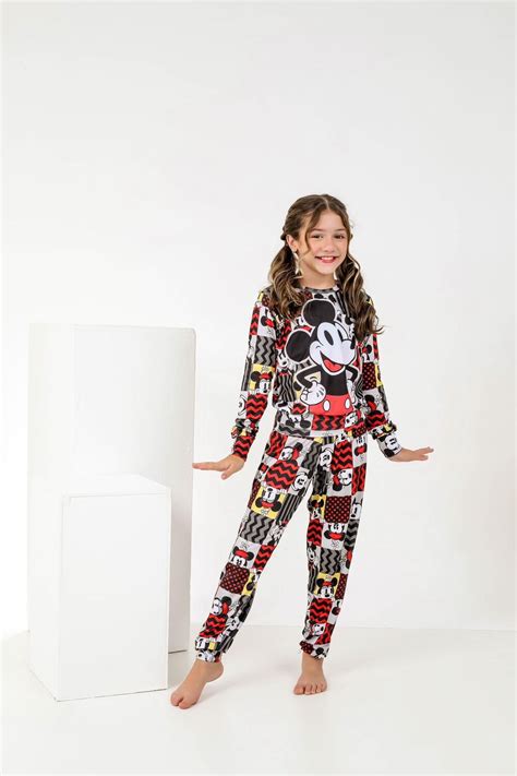 PIJAMA INFANTIL FEMININO SUED PRETO AMARELO Império Lingerie