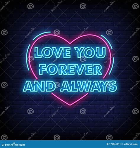 Love You Forever And Always Neon Signs Style Text Vector Stock Vector