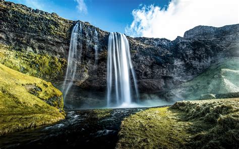 Wallpaper Pemandangan Air Terjun Batu Alam Taman Nasional Fjord