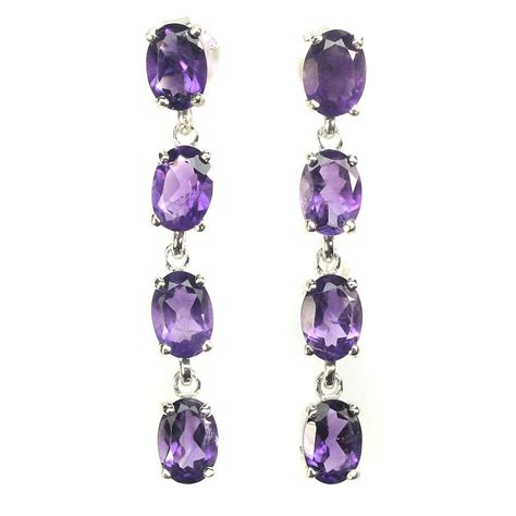 Natural Purple Amethyst Sterling Silver Dangle Earrings Sunny Jewels