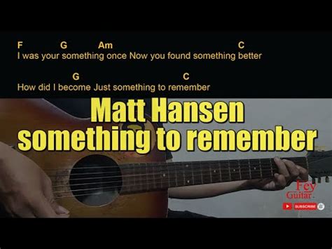 Matt Hansen Something To Remember Guitar Chords Cover YouTube