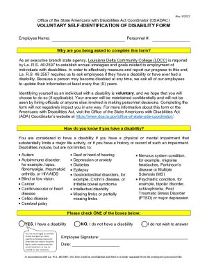 Fillable Online Voluntary Self Identification Of Disability Form Fax