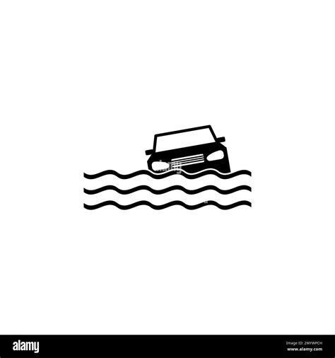 Car Insurance And Flood Risk Flat Vector Icon Simple Solid Symbol