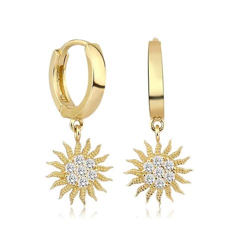 Gold Sun Hoop Earrings Lizay E148501